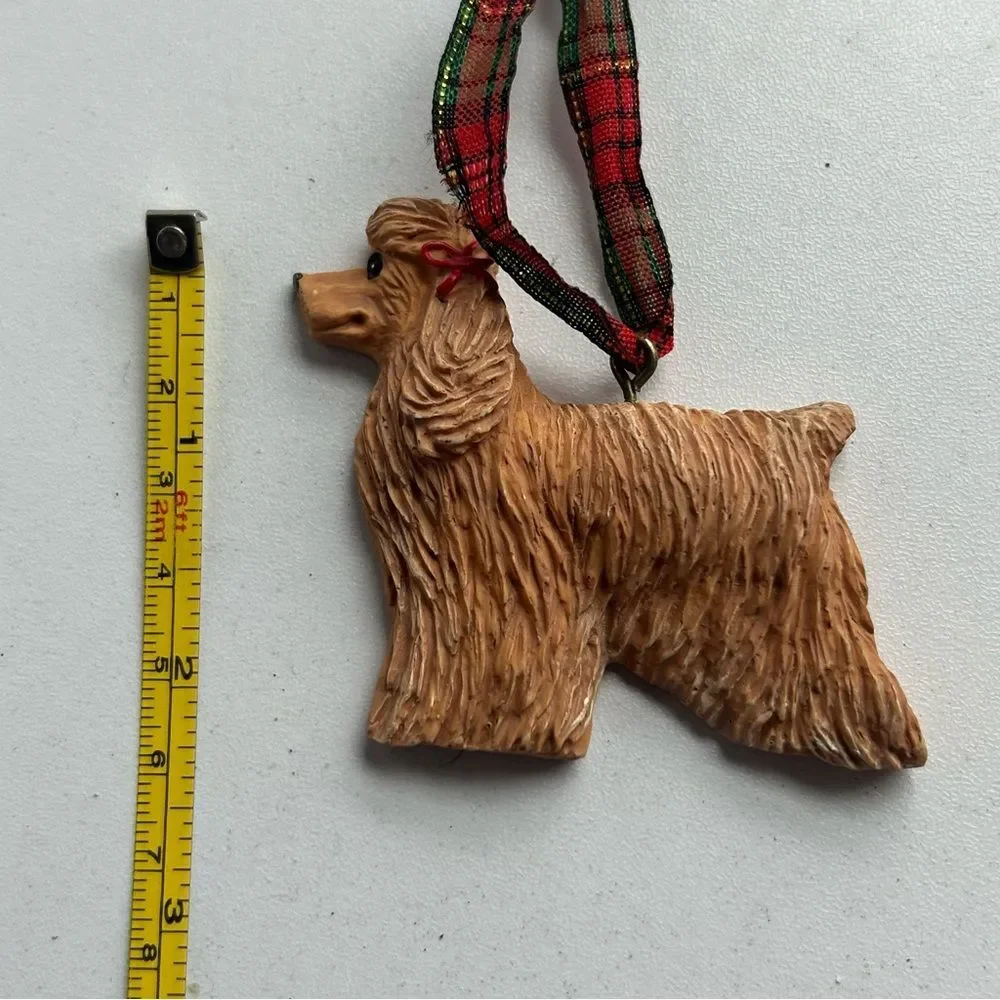 Vintage Poodle Dog Ornament with Red Ribbon